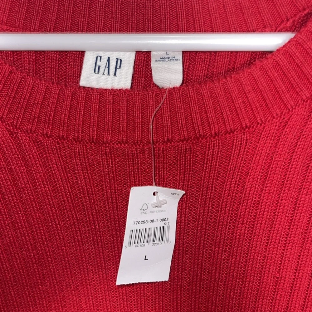 SOLD GAP Knit Long Sleeve Dress Red Large - Picture 2 of 4